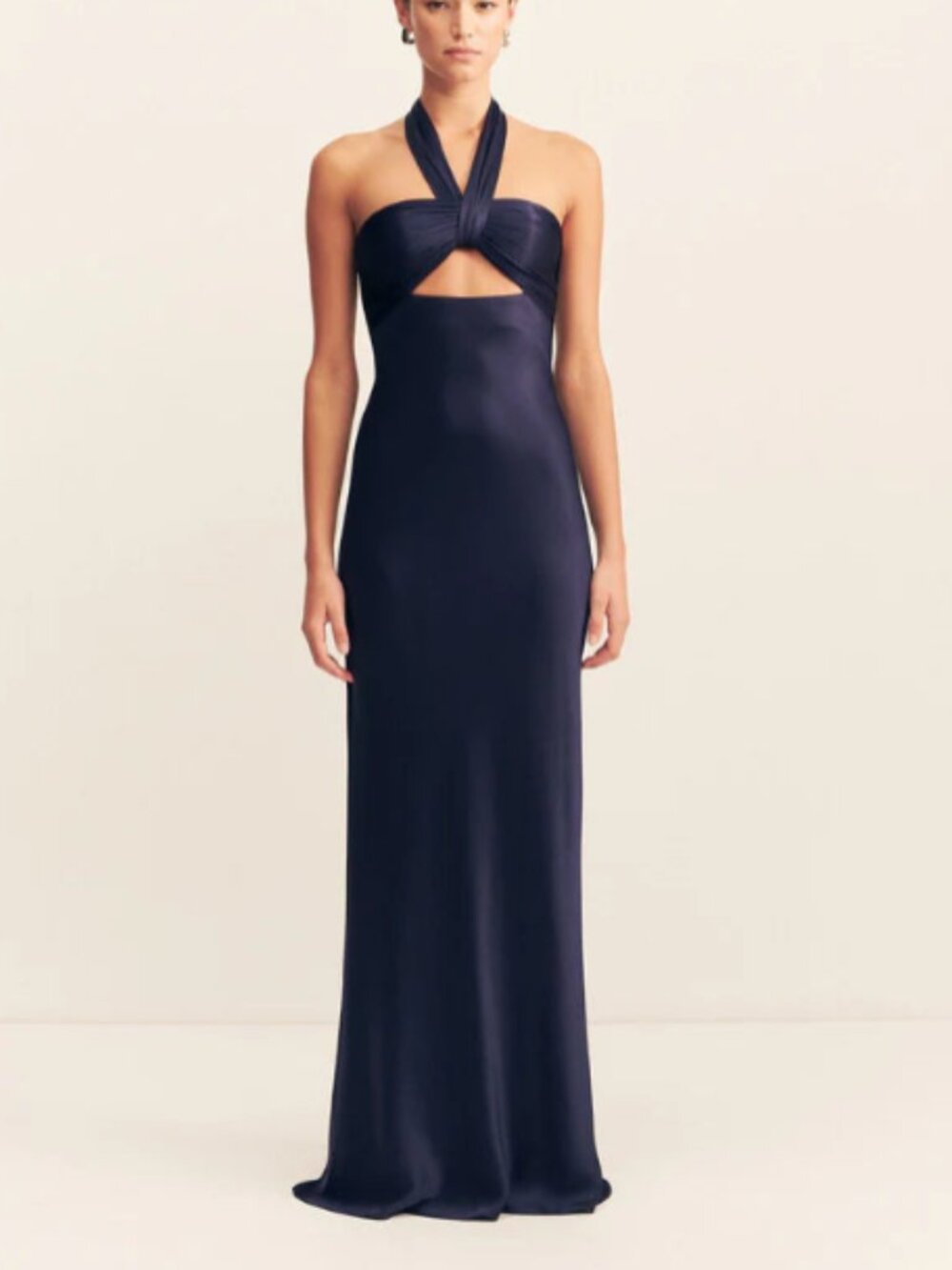 Shona Joy La Lune Ruched Halter Maxi Dress - Midnight